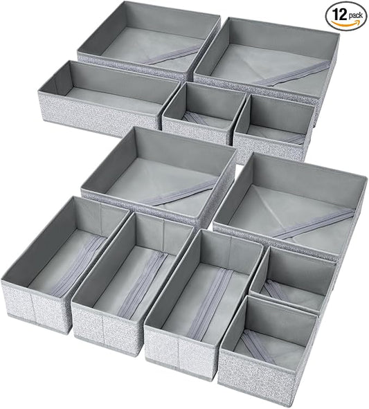 Drawer Organizers, 12 Pack Foldable Closet & Sock Organizers