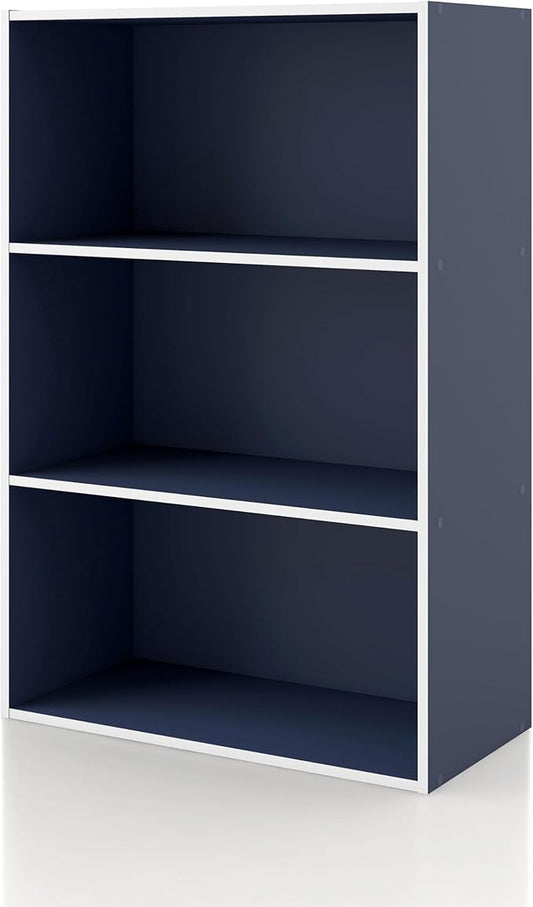 Homes, Inside + Out Apexa 3-Tier Cube Storage Organizer Shelves, Steel Blue