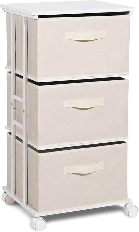 Houser Dresser Tower with 3 Drawers for Bedroom, Beige