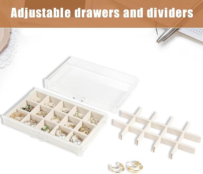 5 Drawers Clear Jewelry Box for Women and Girls, Mother's Day Warm White