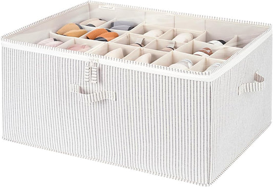 Shoe Organizer for Closet, Fits up to 24 Pairs, Khaki and Beige Stripes