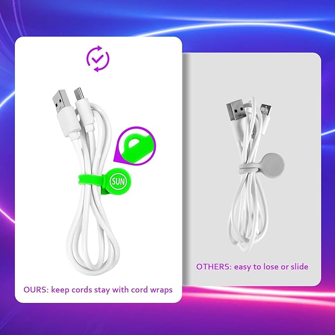 Cable Cord Organizer Magnetic Cord Organizers Twist Ties Magnet Clips Cord Wrap Keepers For Charging Cord Headphone Cord Holder Silicone Cable Strap Appliance Fridge Bookmark Whiteboard Keychain 7PACK