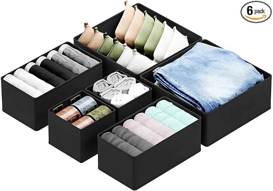 Drawer Organizer for Clothes, 6 Pack Dresser Drawer Organizer Bins