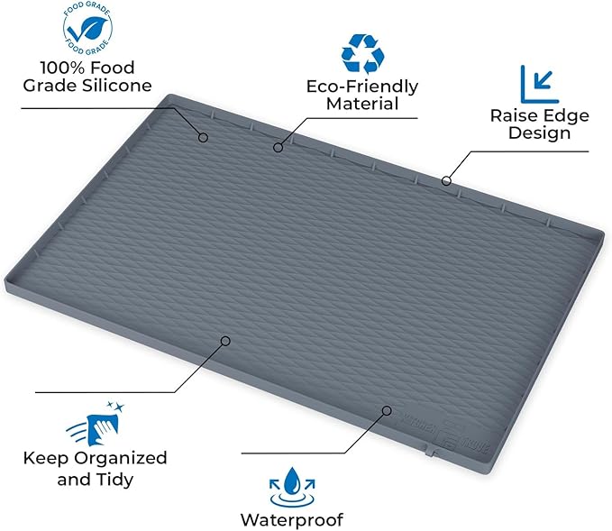 Heavy Duty Under Sink Mat for Kitchen Waterproof 34" x 22" | Extra Thick 1000g Silicone Under Sink Tray with Raised Edges for Kitchen & Bathroom Cabinet Organizer and Sink Drip Tray