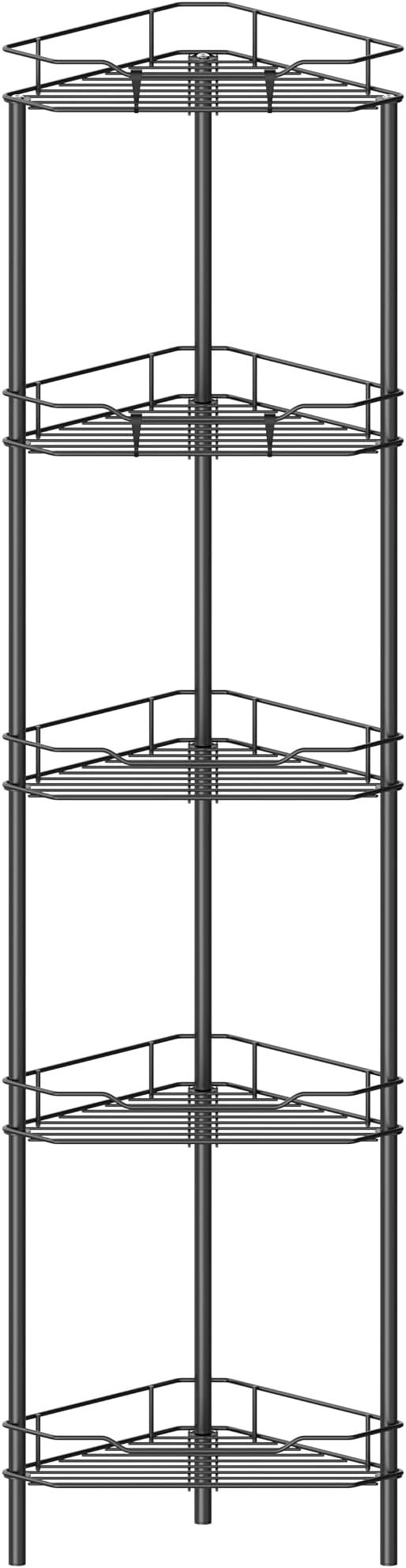 5 Tier Floor Standing Corner Shower Caddy Organizer Shelf with Hooks, Black
