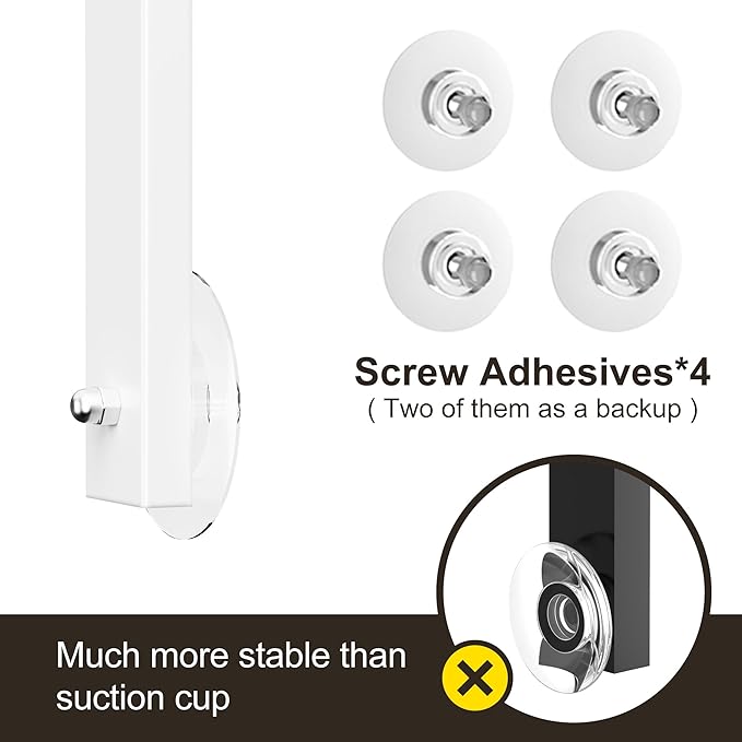 Orimade 4 Tier Adjustable Anti-slip Shower Caddy Over Shower Head, Rustproof Bathroom Hanging Organizer With 4 Hooks for Razor, No Drilling Shower Shelves Storage Rack, White
