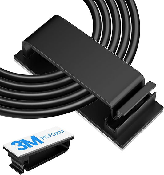 Adhesive Cable Management Clip (20Pcs Black), Cord Management Under Desk