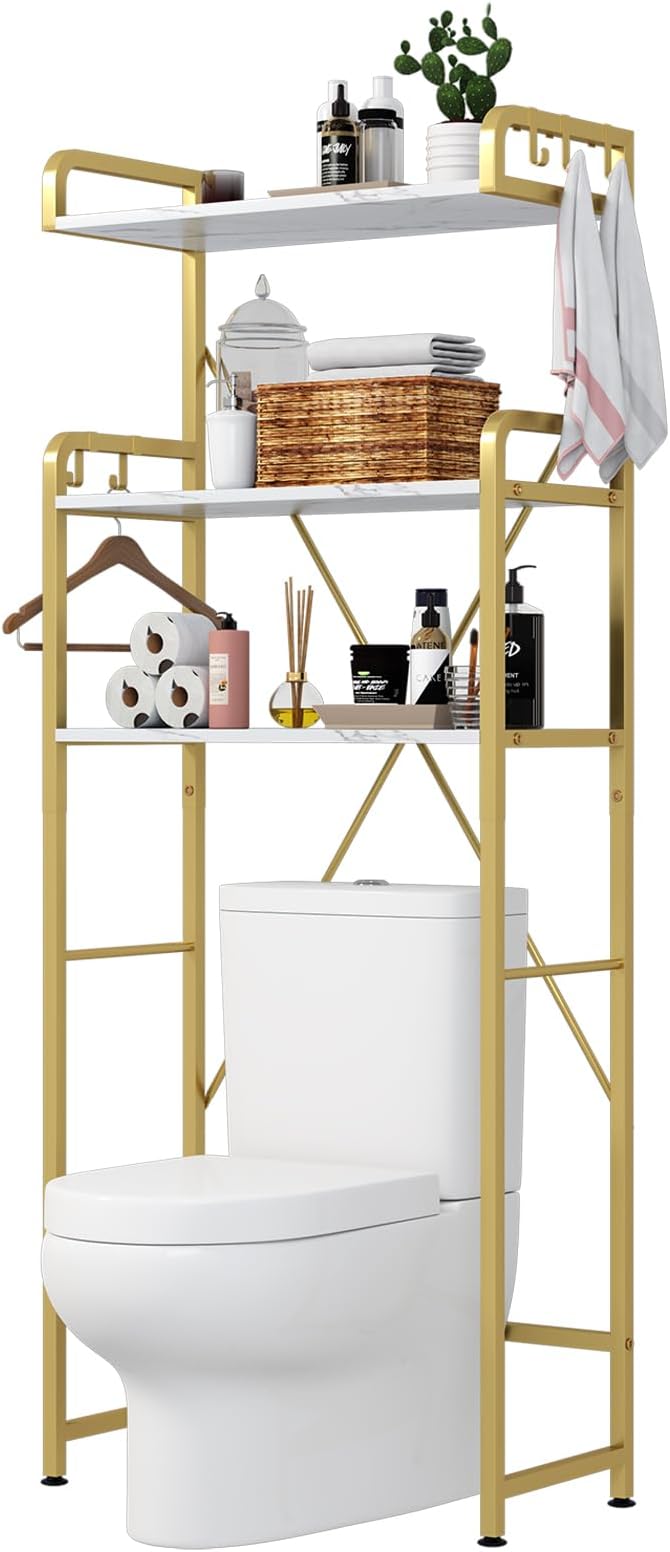 Over The Toilet Storage Rack with 3-Tier Shelves, Space Saver Toilet Shelf
