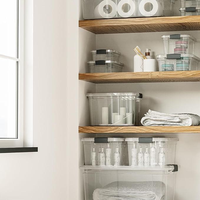Superio Mini Deep Storage Organizer Bin with Lid X-Deep Small Clear Storage Box with Latch for Home, Kitchen, Garage- Store Toys, Food, Supplies, and Hair Accessories (2.4 Quart)