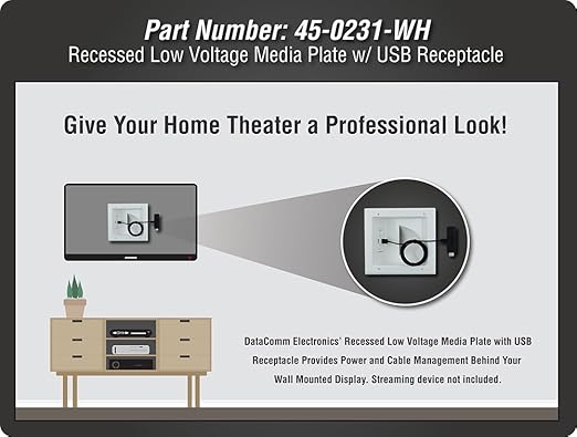 COMM Electronics 45-0231-WH USB Recessed Media Outlet Box