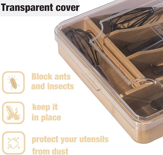 Kitchen Drawer Organizer, 13 Inch Silverware Utensil Tray Holder