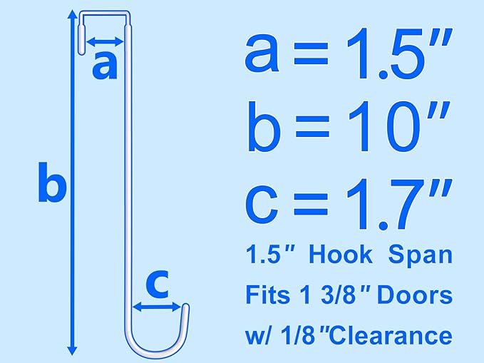 Mars-Rock Over The Door Metal Hooks with Plastic Coating 10" Fit 0.5" to 1 3/8" Door 4 Pcs Heavy Duty Single Towel Robe Rack Wreath Bathroom Shower Hanger Shoe Organizer Ironing Board Long White