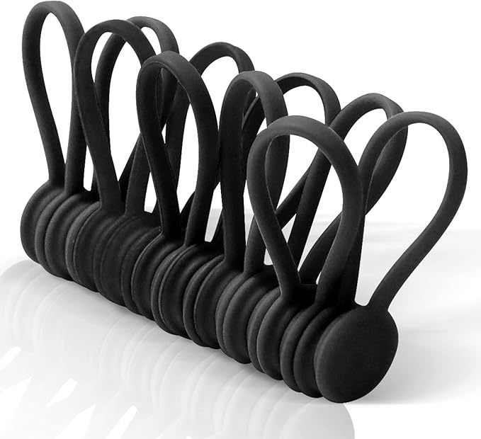 Black Magnetic Cable Ties 10-Pack