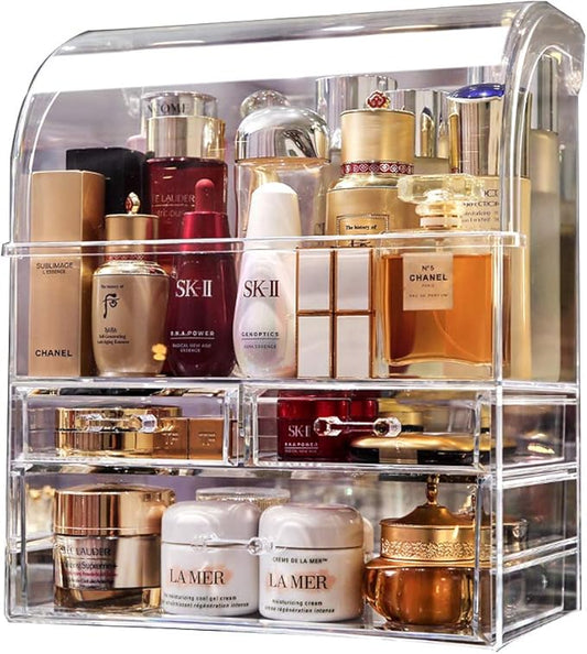 Clear Professional Large Cosmetic Makeup Organizer Bathroom Storage Display Case