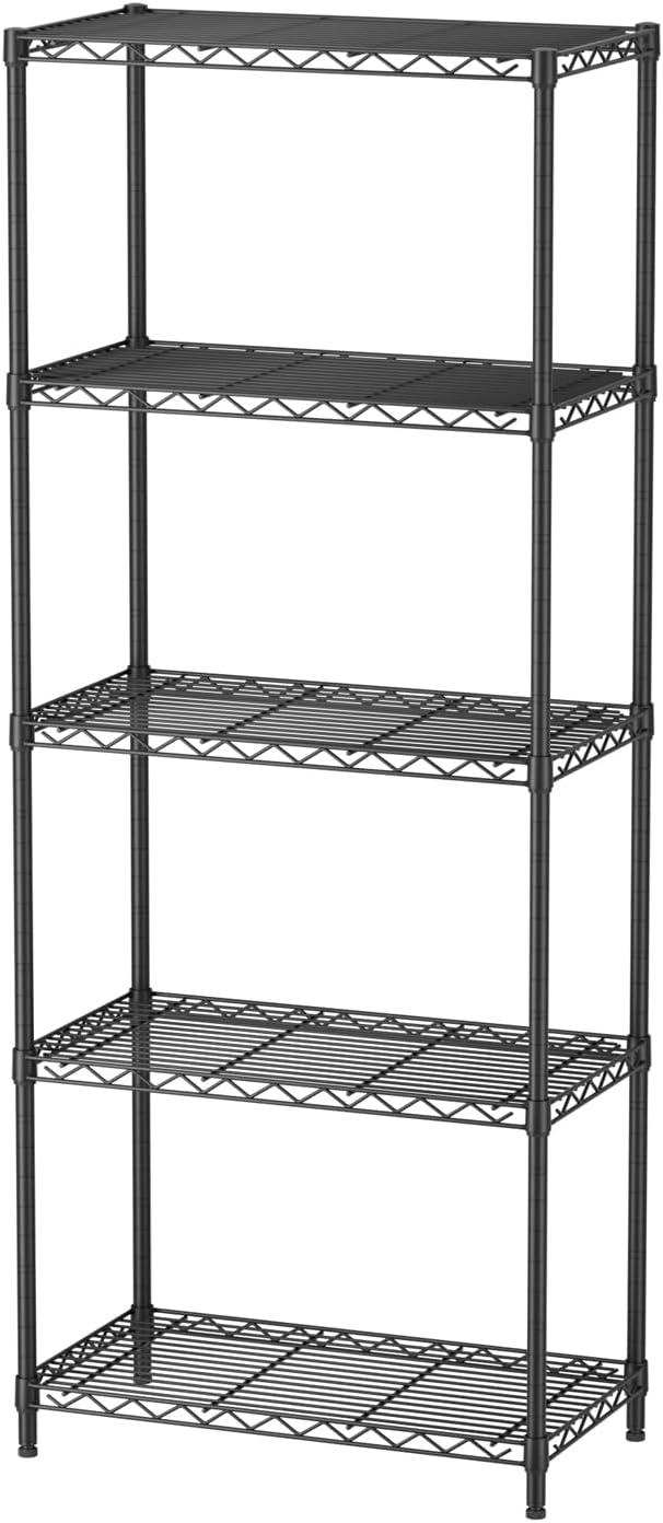 5 Tier Adjustable Storage Shelves Heavy Duty Metal Utility Shelf 500LBS Capacity