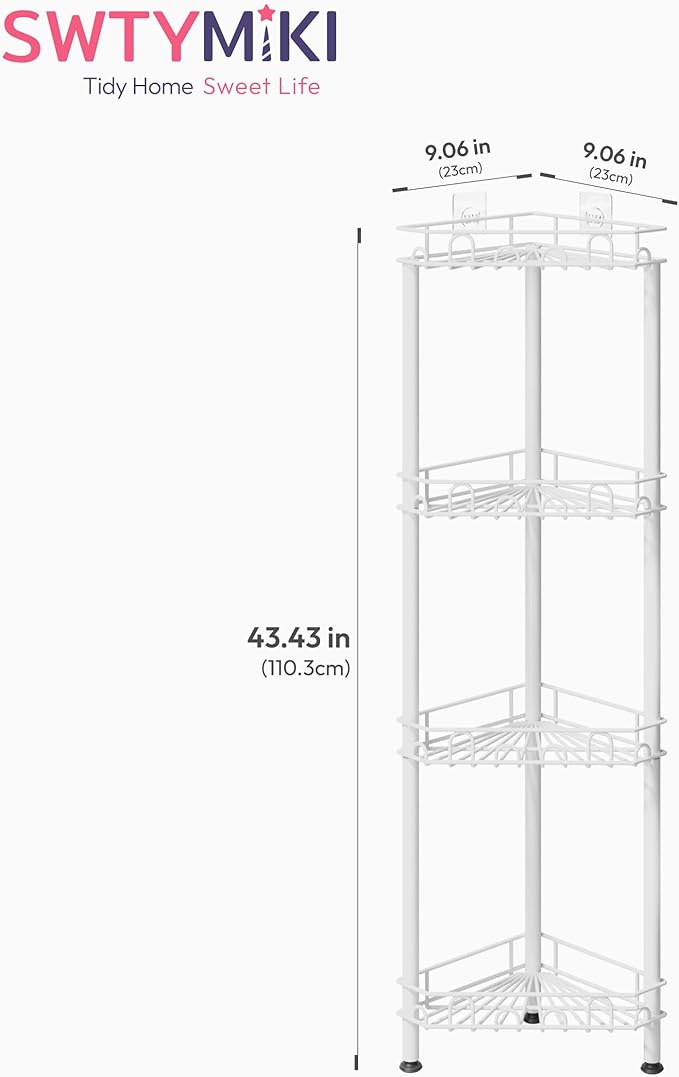 Standing Shower Caddy Corner, White