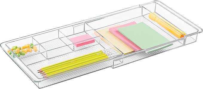 Expandable Makeup Drawer Organizer, Shallow Tray for Bathroom or Vanity Storage