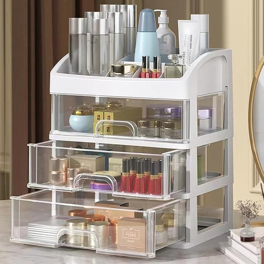 Makeup Organizer with 3 Drawers, Cosmetic Display Cases