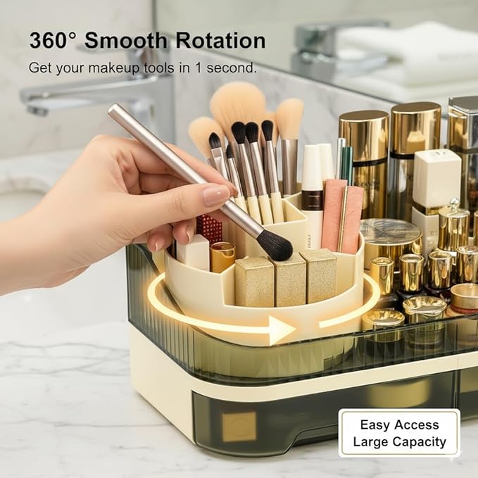 Makeup Organizer with Dual Drawers, Clear Acrylic