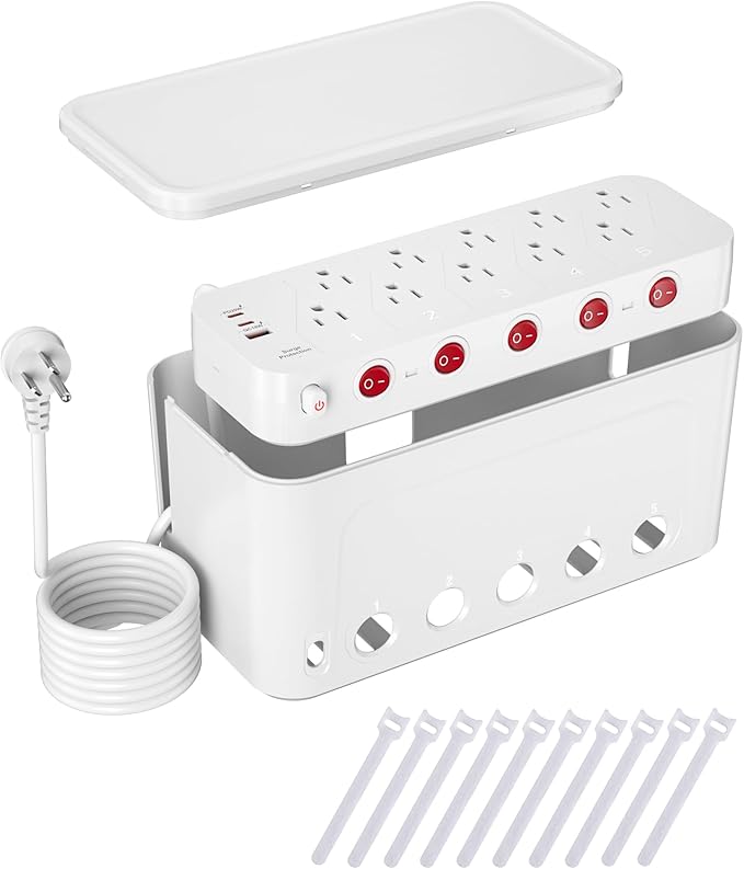 Surge Protector Power Strip with Cable Management Box
