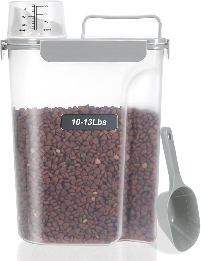 10-13 Lbs Upgrade Capacity Dog Cat Food Storage Container, Gray