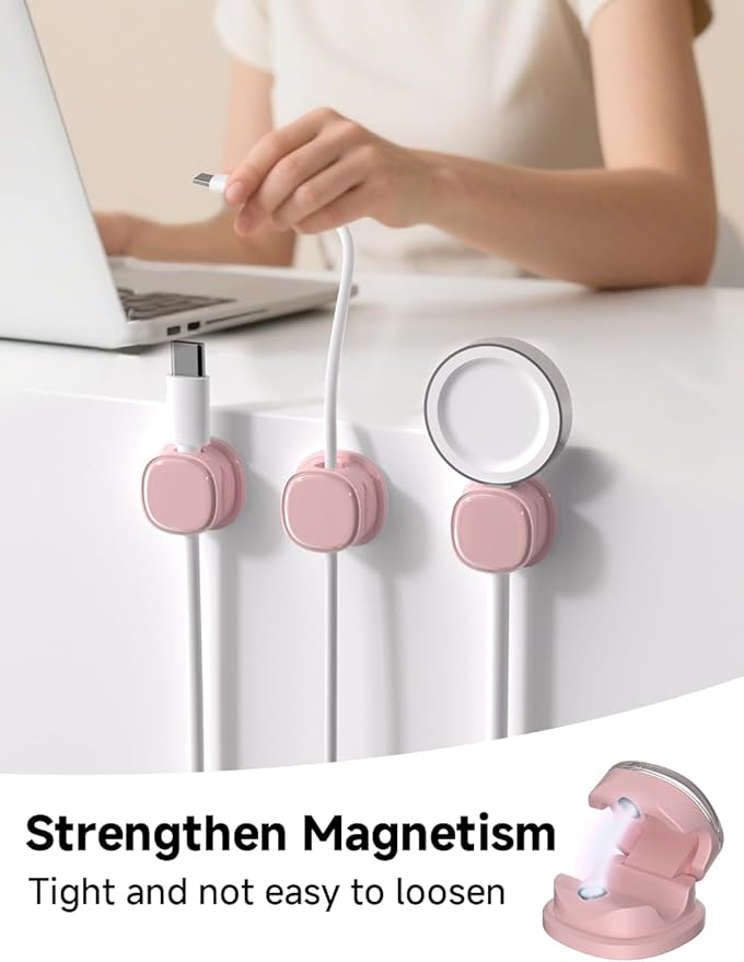 Magnetic Cable Clips, Adjustable Cord Holder Management, 9-PCS Purple