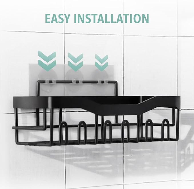 GD Adhesive Shower Caddy 5 Pack – Rustproof Stainless Steel No-Drill Bathroom Organizer Shelves with Large Capacity, Waterproof Storage Racks for Shower, Kitchen, Dorm, Apartment, and Home