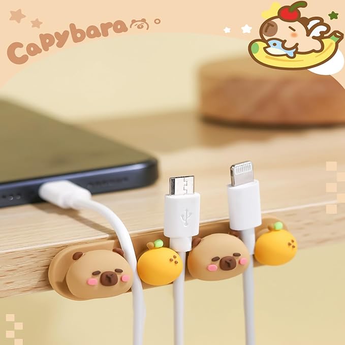 Capybara Cable Organizer, Adorable Animal-Shaped Cable Clips