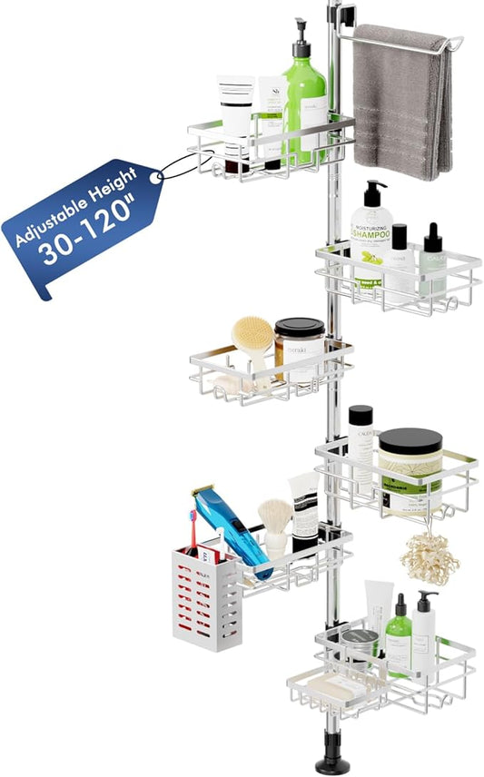 Shower Caddy Corner Tension Pole, Family Stand Storage Rack