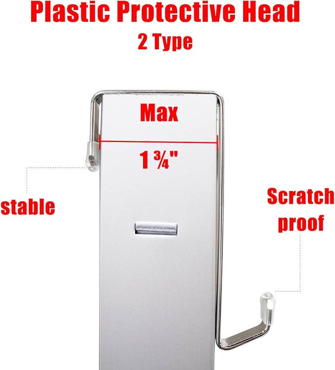 Heavy-duty Single Over Door Hooks, Stainless Steel Hanger Organizer for Hanging Bag, Towel, Bath Robe, Shoe Rack, Fit 1-1/2" to 1-3/4", Rubber Protective Head, Great Replacement (Silver, 8 Pack)