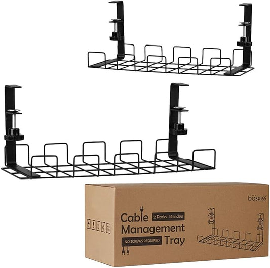 Under Desk Cable Management Trays 2 Pack