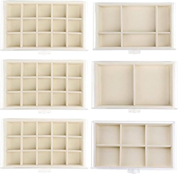Watpot Acrylic Jewelry Box with 6 Drawers, Beige