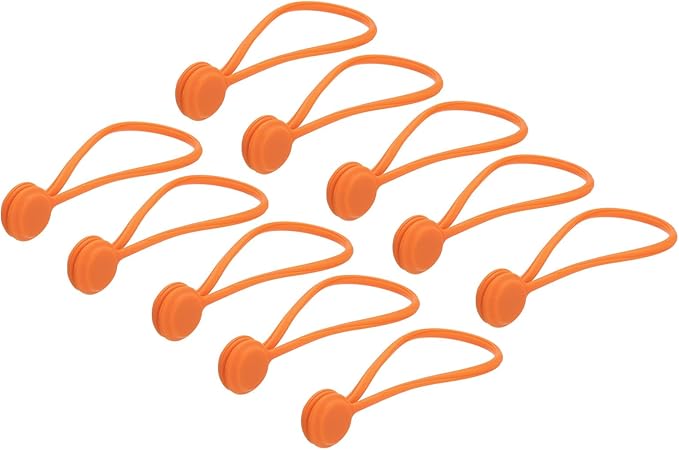 MECCANIXITY Magnetic Cable Clips 7.5 Inch x 0.6 Inch Orange Magnetic Cord Organizer Cable Ties Reusable Twist Ties for Home, Kitchen, Office, 10 Pcs