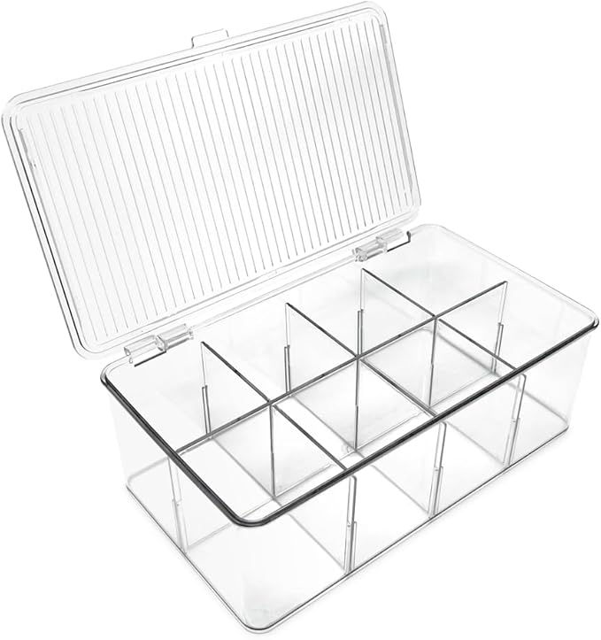 Isaac Jacobs Divided Clear Plastic Organizer (10.88" x 6.63" x 3.75") w/Hinged