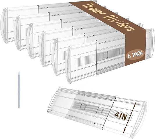 6 Pack Adjustable Drawer Dividers for Clothes