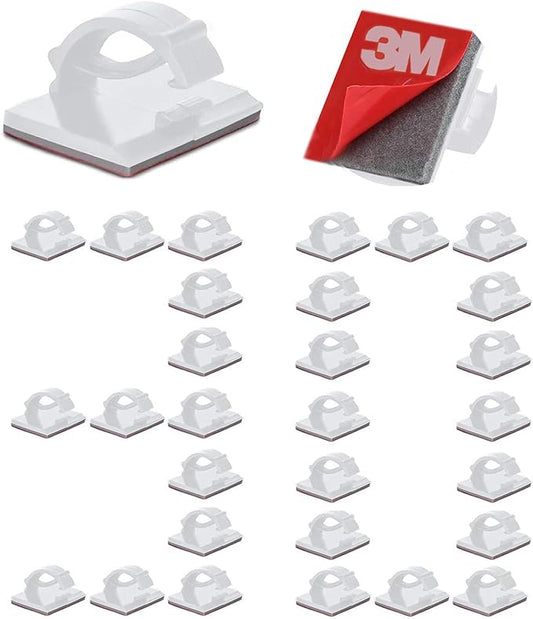 Cable Clips Self with 3M Adhesive Cord Organizer, White 30pcs