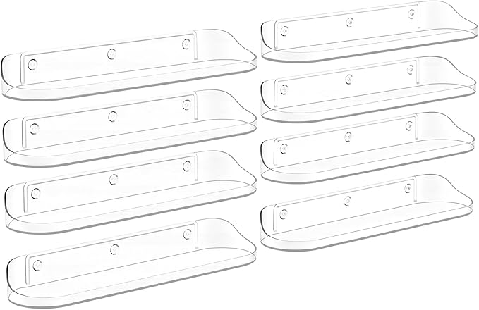 SpaceWhisper Floating Shelves for Wall, 8-Pack 15" Wall Shelves for Bathroom, Bedroom, Kitchen, Living Room, Display Hanging Shelf Organizer for Book, Picture Ledge, Figure Storage, Room Decor (Clear)