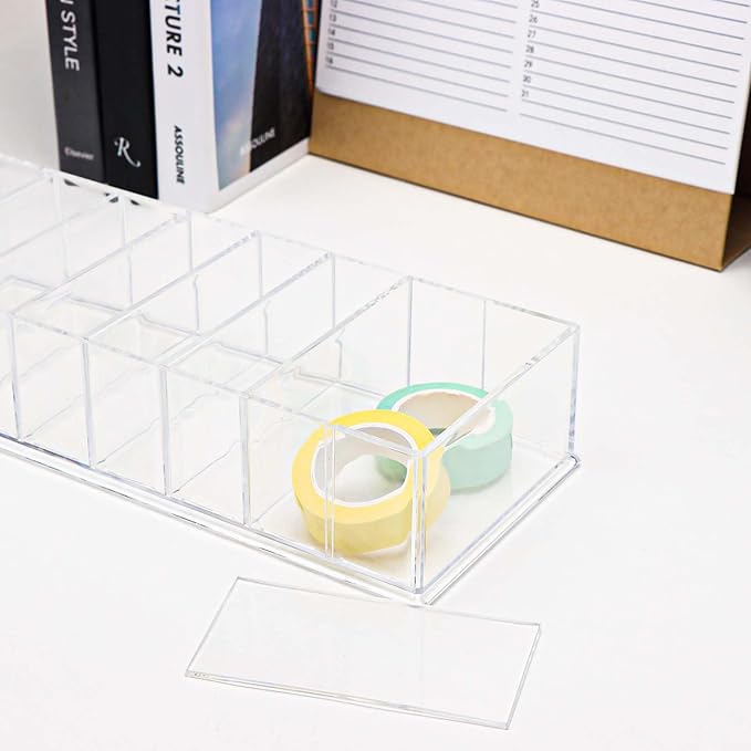 Clear Drawer Organizer 8-Section Desk Compartment Acrylic Tray Holder