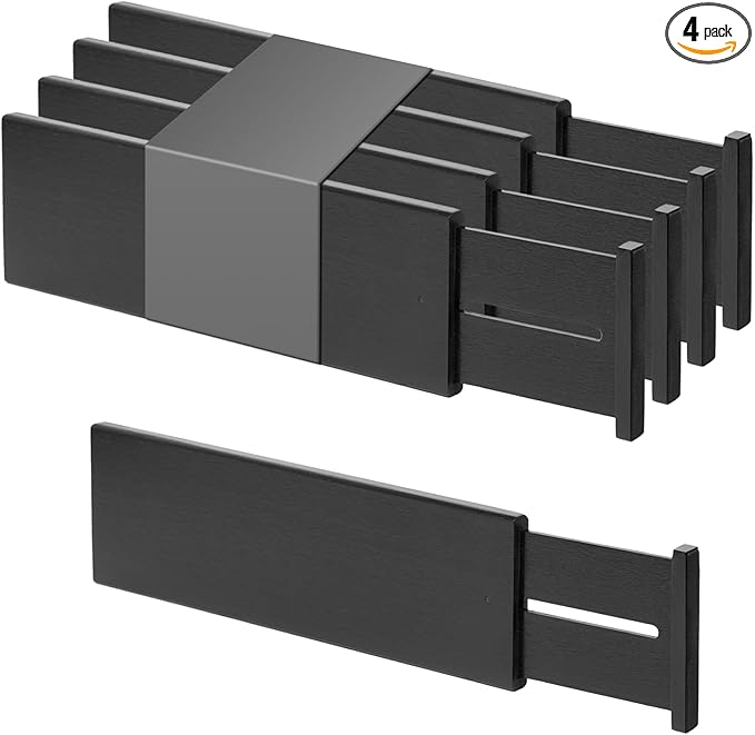 Bamboo Drawer Dividers Large, Black