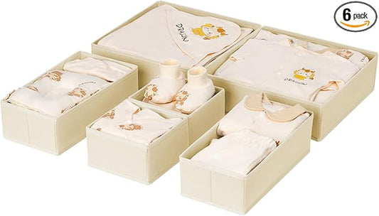 Drawer Organizer Clothes 6 Pack, Beige