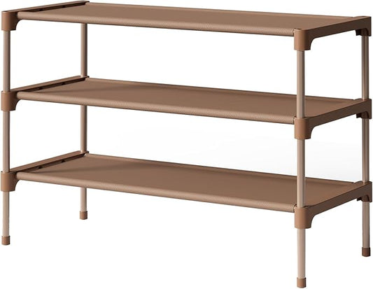 Shoe Rack, Non-Woven Shoe Rack Shelf, Shoe Organizer for Closet, Entryway, Brown