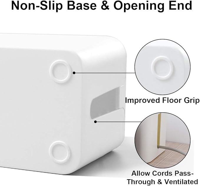Cable Management Box - 3 Pack Cord Organizer Box for Desk - Large Medium Small Cable Box to Hide Power Strip & Wires - Pet-Safe Cord Hider for TV Computer Under Desk - White