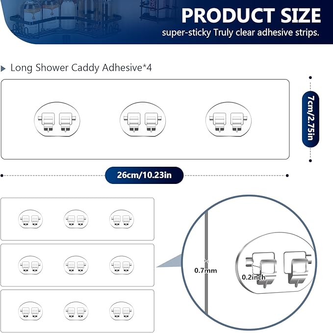 FGSAEOR Adhesive Shower Hooks Strong Stickers for Bathroom Caddies & Kitchen Racks Traceless Shower Caddy Accessories No Drilling Required - 4Pack