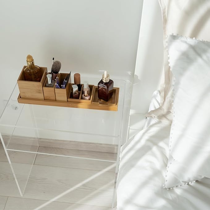 Bamboo Vanity Tray, 6-Piece Bathroom Countertop Vanity Tray Set