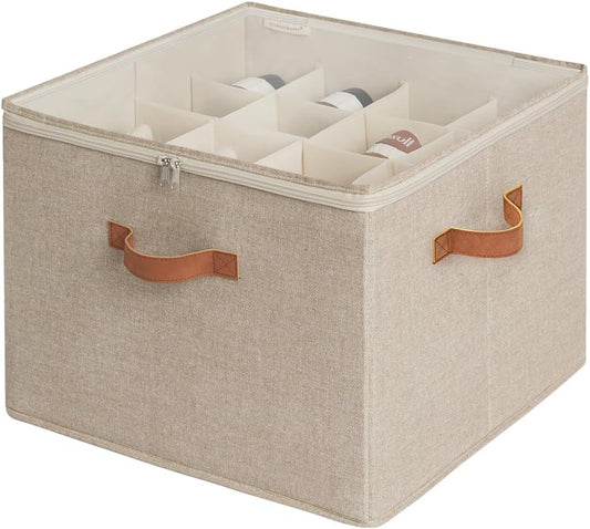 StorageWorks Shoe Organizer for Closet, Shoe Cubby Storage Containers with Adjustable Dividers and Clear Cover, Foldable Shoe Storage Box for Sandals, Sneakers, Fits up to 16 Pairs, Taupe | Fits up to 16 Pairs