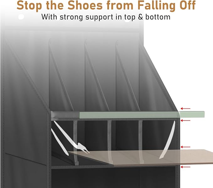 20 Pairs Over the Door Shoe Organizer for Closet Narrow Hanging Shoe Rack, Black