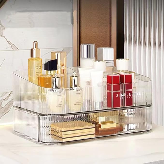 Makeup Organizer with Stackable Drawers, Nail Care -Clear