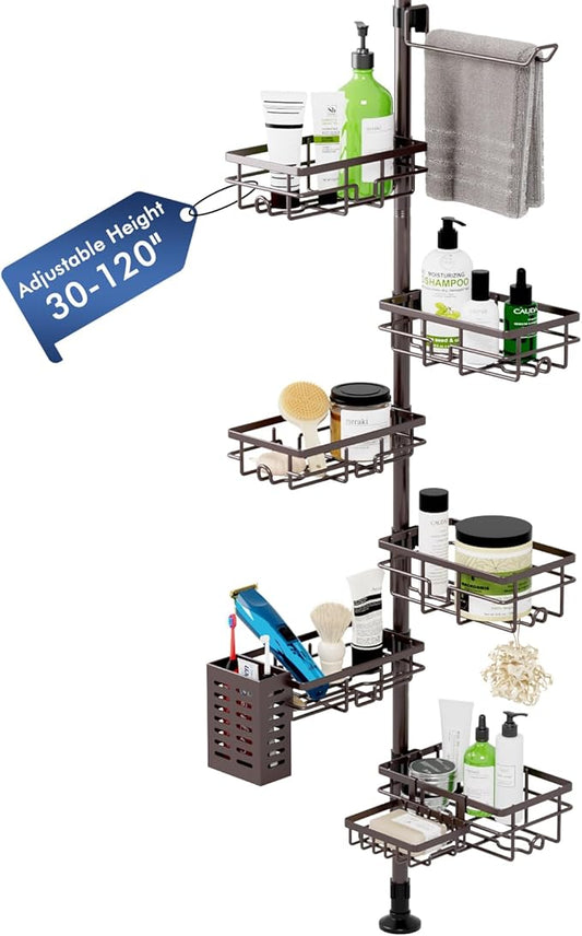 Corner Shower Caddy Tension Pole, Soap Dish Organizers