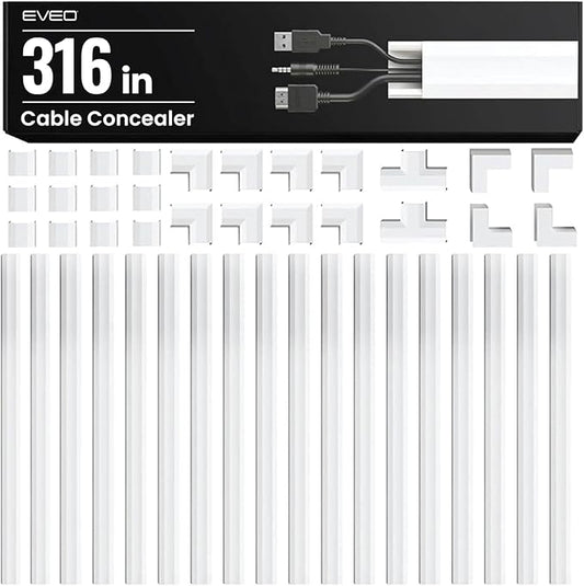 Cable Hider Wall 306”, Cable Raceway Cord Hider, White