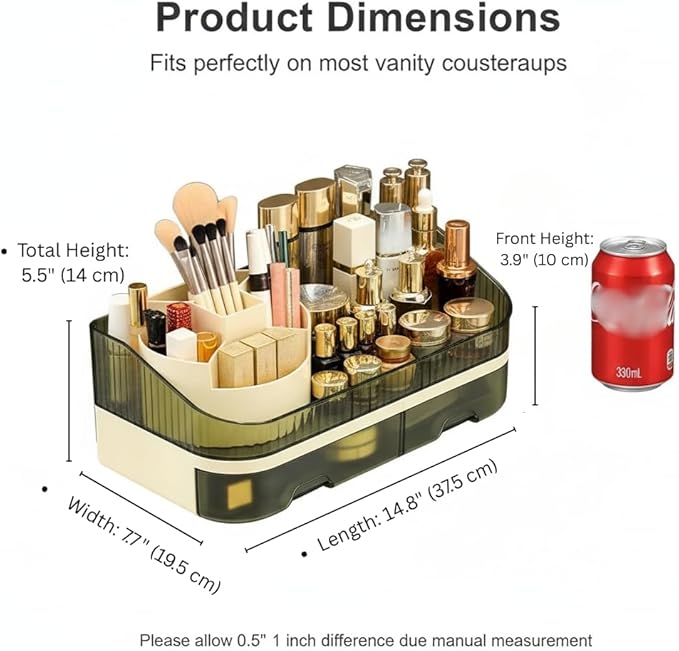 Makeup Organizer with Dual Drawers, Clear Acrylic